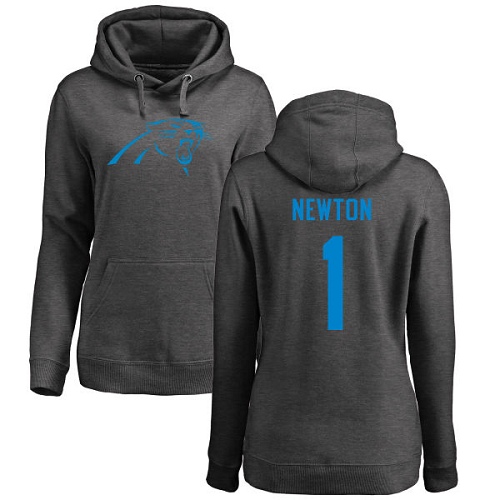Carolina Panthers Ash Women Cam Newton One Color NFL Football #1 Pullover Hoodie Sweatshirts->women nfl jersey->Women Jersey